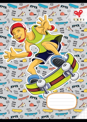 Pachet 10 caiete A5, 48 file, patratele, diverse modele + 10 coperti A5, Exte